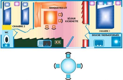 Mobil Home 3 pièces 4/6 personnes Climatisé