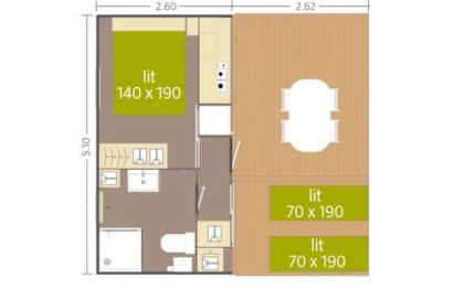 Mobil-Home toile Tithome avec sanitaire 4 personnes